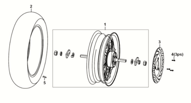 Roue arrière Sym E-XPRO 45KM/H 2020-2021