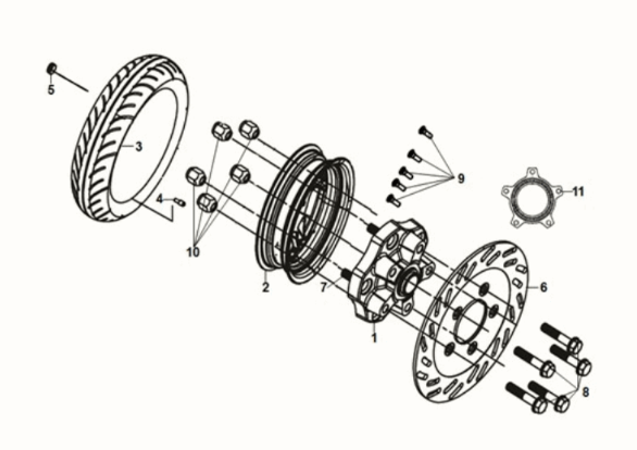 Rear wheel Sym Fiddle IV 125i LC ABS E5 2020-2021