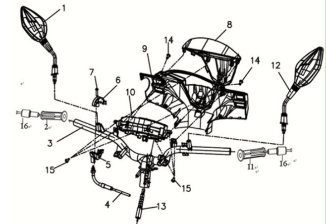 Phare KPL. Sym Symphony ST 125I E4 noir/rouge (BK-001C/R-010CA)