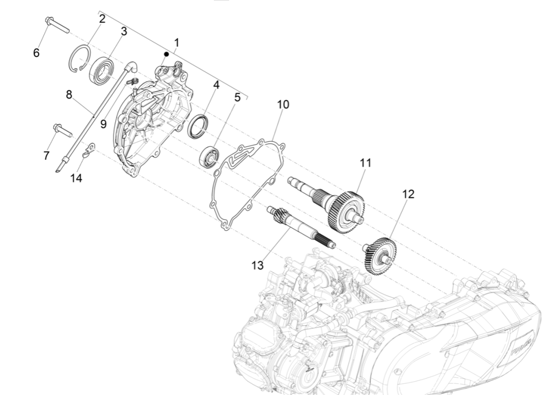 Groupe réducteur Vespa GTS 125 4T E4 ABS 2019 (EMEA)