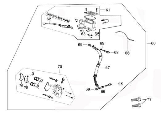 Frein droit Znen VPA 125cc argent