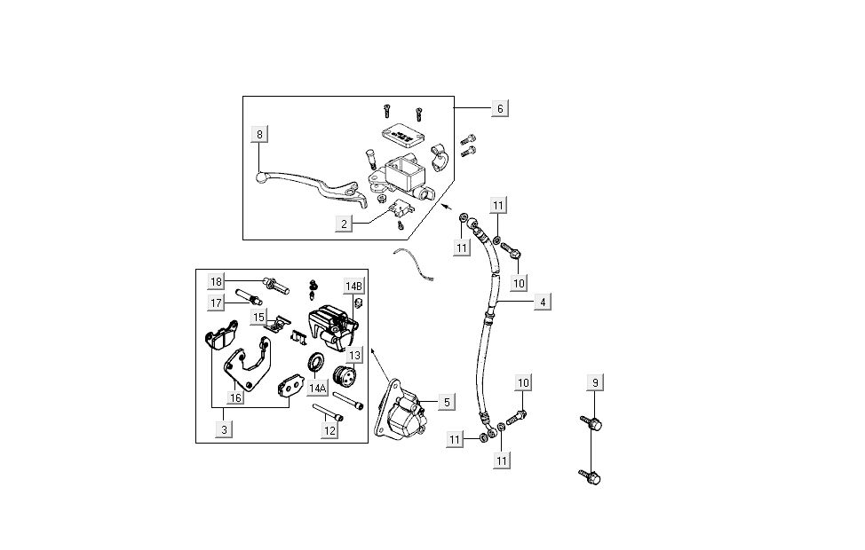 frein pour Kymco Super 8 4 temps (2007-2009) Bleu jaune