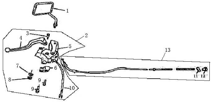 Pièces de frein rétroviseur gauche AGM Retro après 2013 bleu blanc