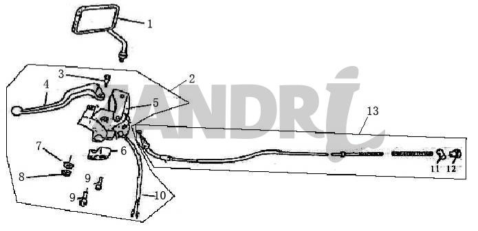 Pièces de frein rétroviseur gauche BTC Grande Retro GT1 noir crème