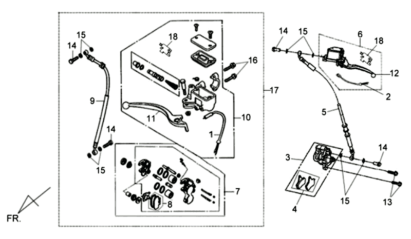 Levier de frein, étrier de frein Sym Symphony SR (BK5560) noir