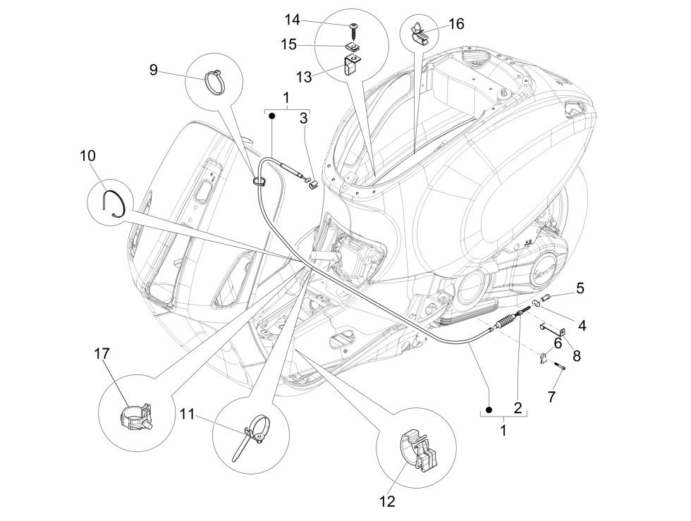 Câble de frein Vespa Primavera 4 temps 3V (injection euro5 IGET)