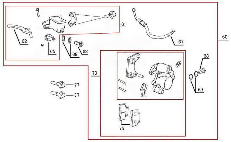 Étrier de frein Benzhou YY50QT-45A bleu foncé