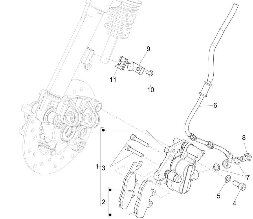 Conduites de frein - Selle de frein Vespa Primavera 125 4T 3V IE ABS