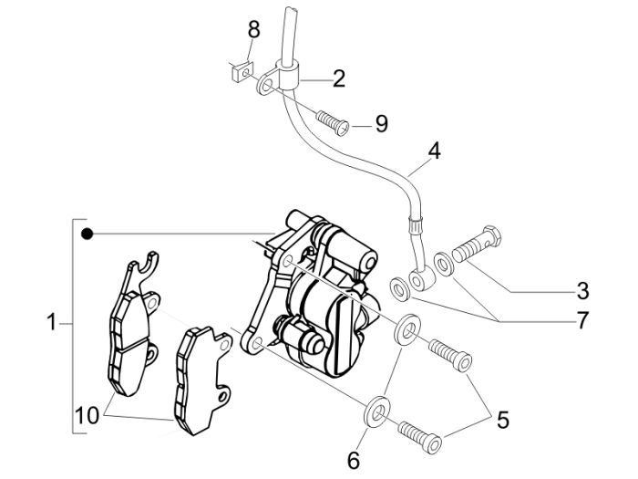 Étrier de frein - Durite de frein - Plaquettes de frein Piaggio Fly 50 4T AC