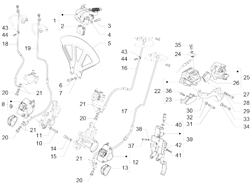 Conduites de frein - Selle de frein (ABS) MP3 500 LT Sport 2014-2016