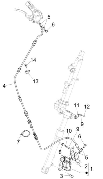 Conduites de frein - Étrier de frein 4 temps Piaggio Liberty 50 (IGET Euro 5)