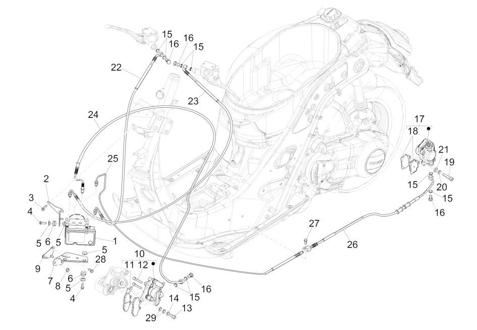 Conduites de frein GTS 125 IU (avec ABS)