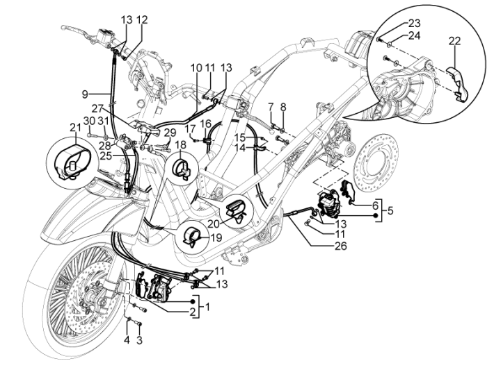 Conduites de frein Piaggio Beverly 350 E3 Sport Touring 2013-2014