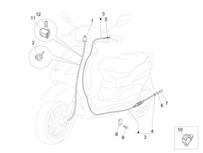 Câble de compteur - Câble de frein Piaggio New Fly 50 4T 4V AC