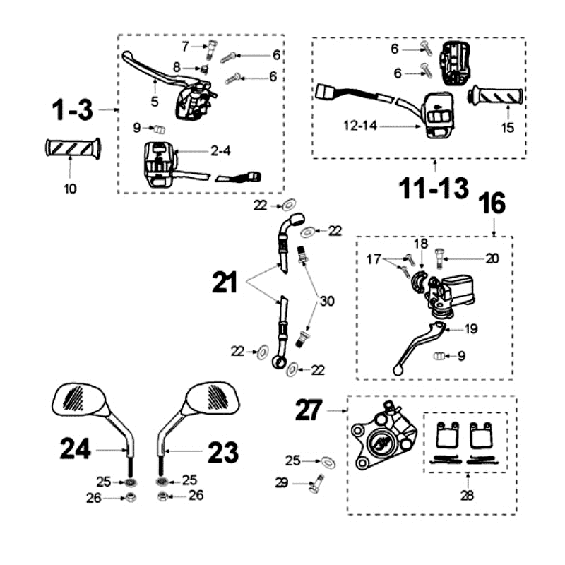 Système de freinage AJP Domino Peugeot Vivacity Blue