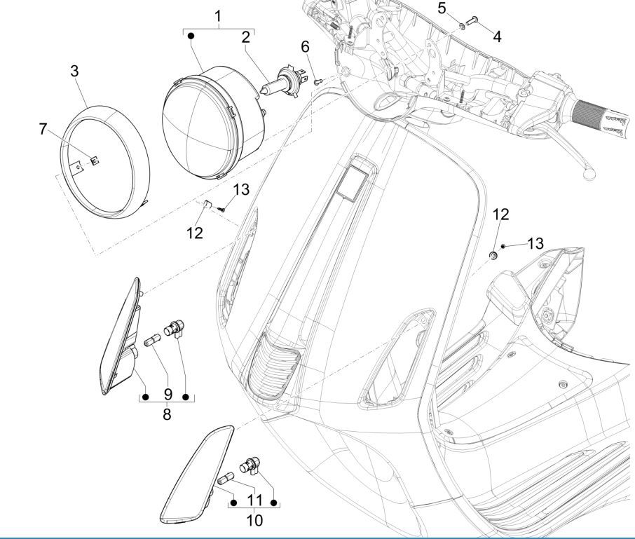 Feux avant - Clignotants Vespa Primavera 125 4T 3V IE ABS