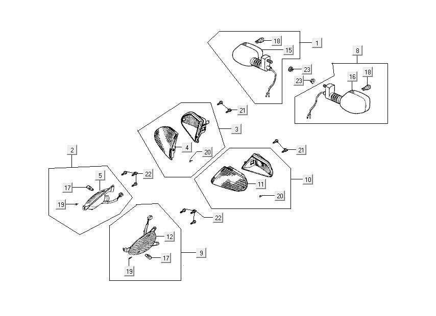Clignotants Kymco DJ 2 temps Silver