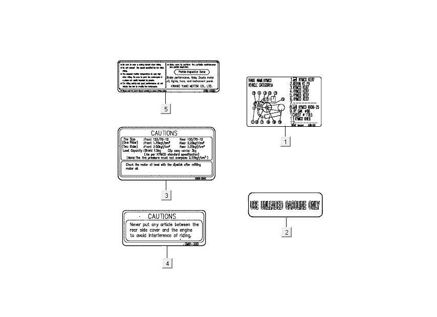 autocollants de sécurité Kymco Super9 ac o.m 2 temps RaceBlack Yellow