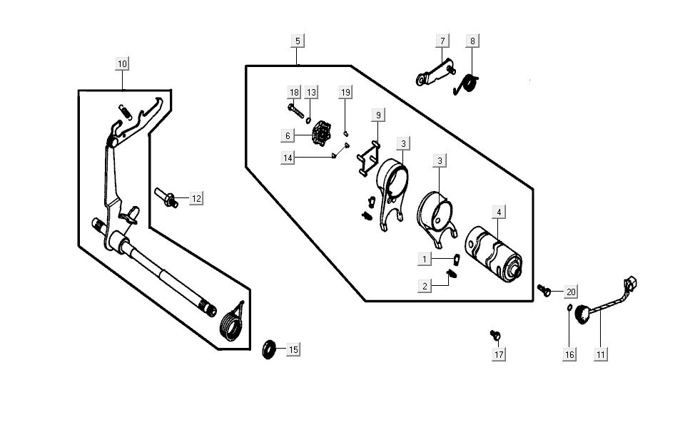 Mécanisme de commutation Kymco K-Pipe 4 temps Blanc