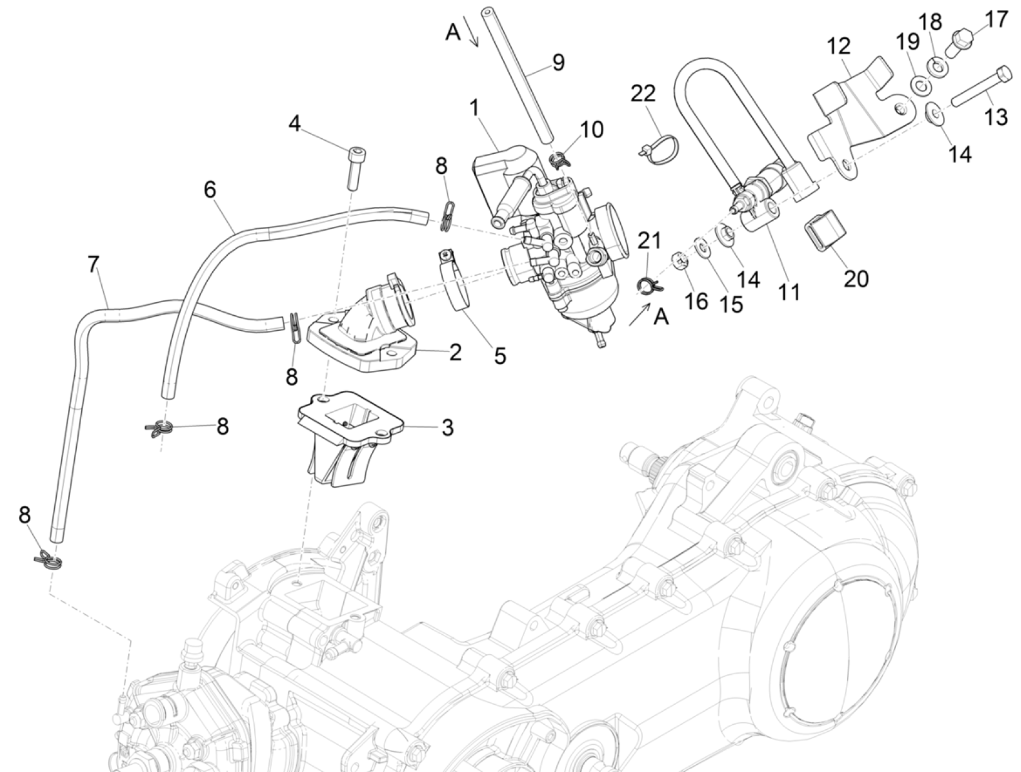 Carburateur Piaggio NRG Power 50 2 temps LC Euro 4
