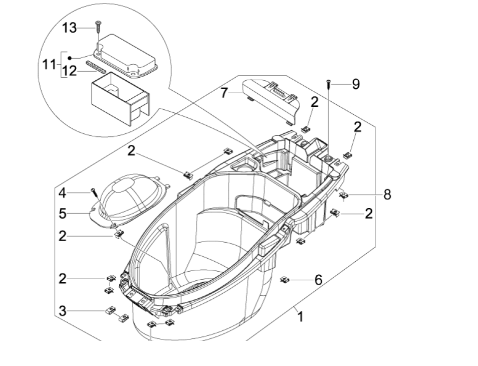 Coffre de selle Piaggio NRG Power 50 2 temps LC Euro 4