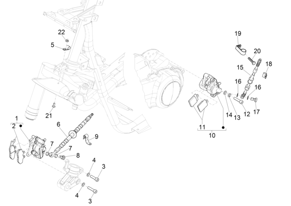 Étrier de frein - Plaquettes de frein - Conduite de frein NRG Power 50 2 temps LC Euro 4