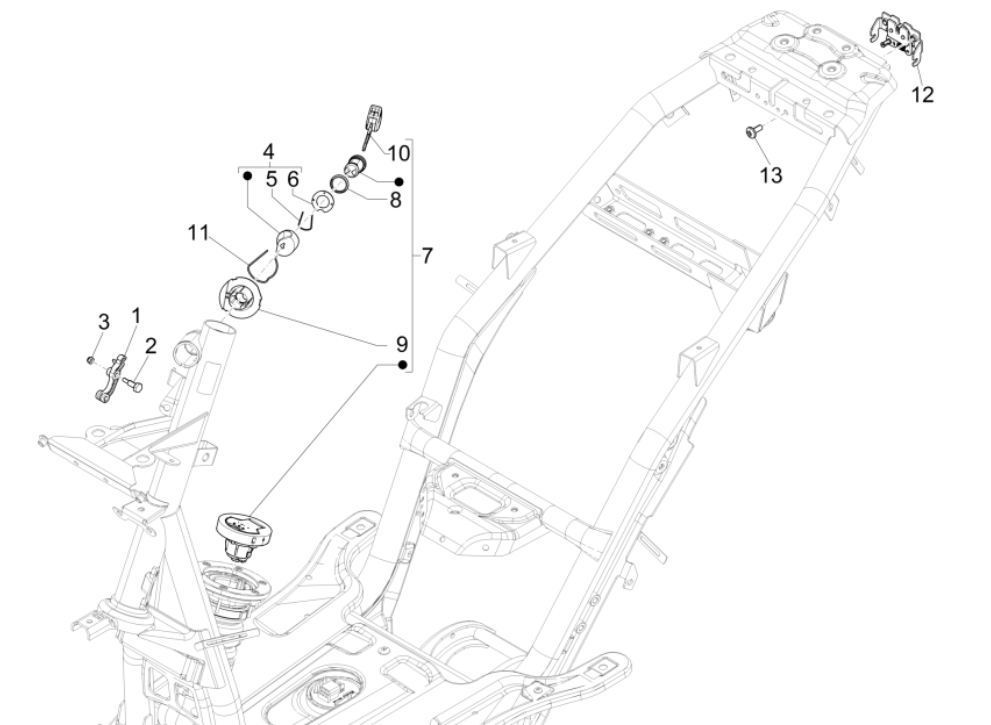 Serrure d'allumage Piaggio NRG Power 50 2 temps LC Euro 4