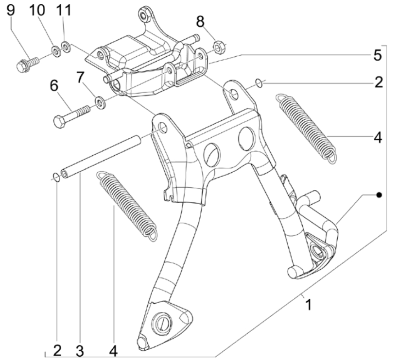 Béquille centrale Piaggio NRG Power 50 2 temps LC Euro 4
