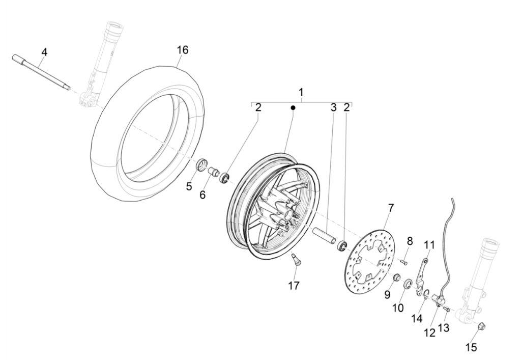 Roue avant Piaggio NRG Power 50 2 temps LC Euro 4