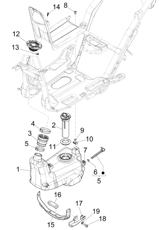 Réservoir d'essence - Flotteur de réservoir - Soupape de dépression Piaggio NRG Power 50 2 temps LC Euro 4