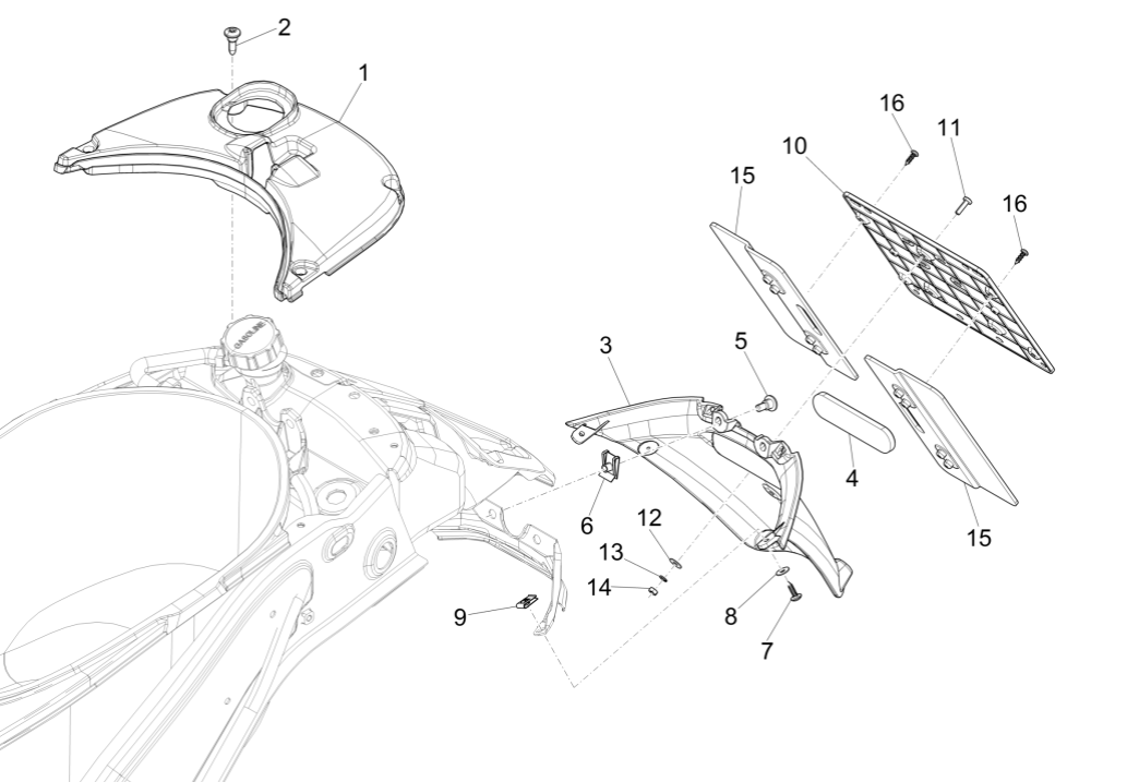 Pare-boue arrière Vespa Sprint 150 3V IE ABS Euro 3 2015