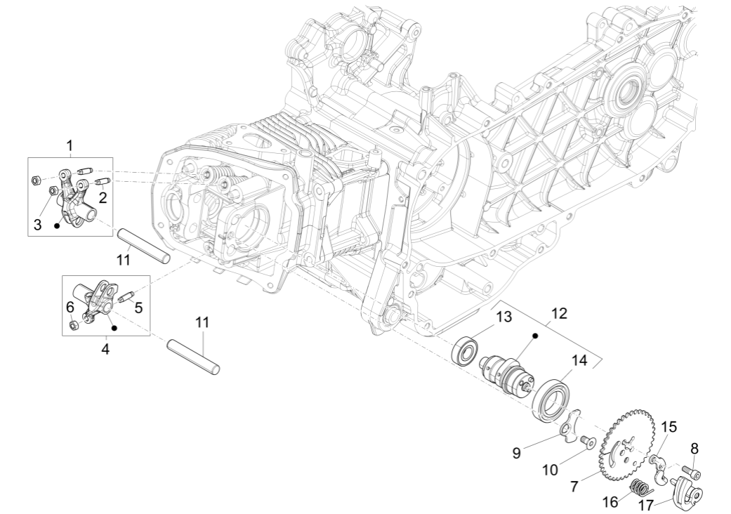 Arbre à cames - Pignon d'arbre à cames - Bottes à gobelet Vespa Sprint 150 3V IE ABS Euro 3 2015