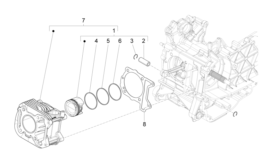 Cylindre - Piston Vespa Sprint 150 3V IE ABS Euro 3 2015