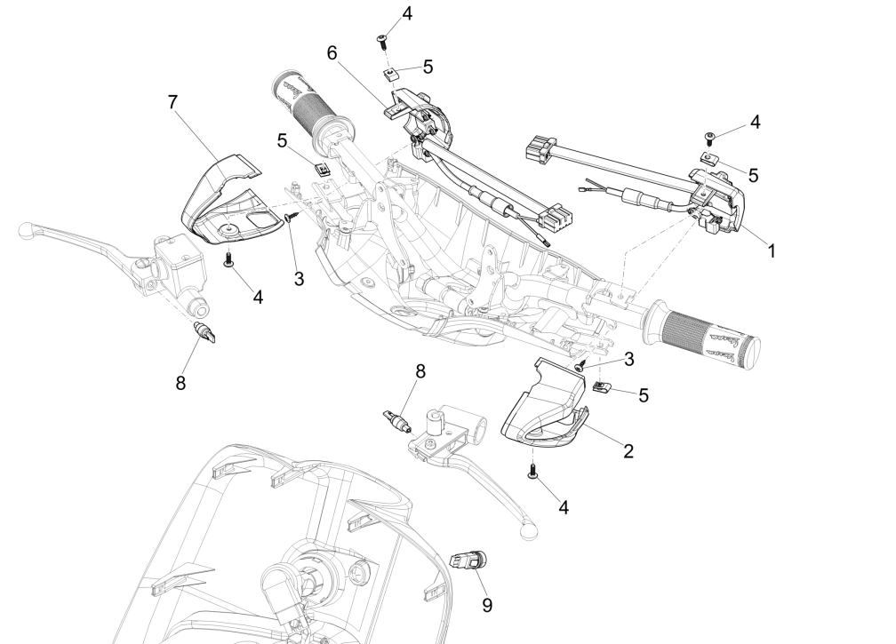 Interrupteurs - Boutons-poussoirs Vespa Sprint 150 3V IE ABS Euro 3 2015