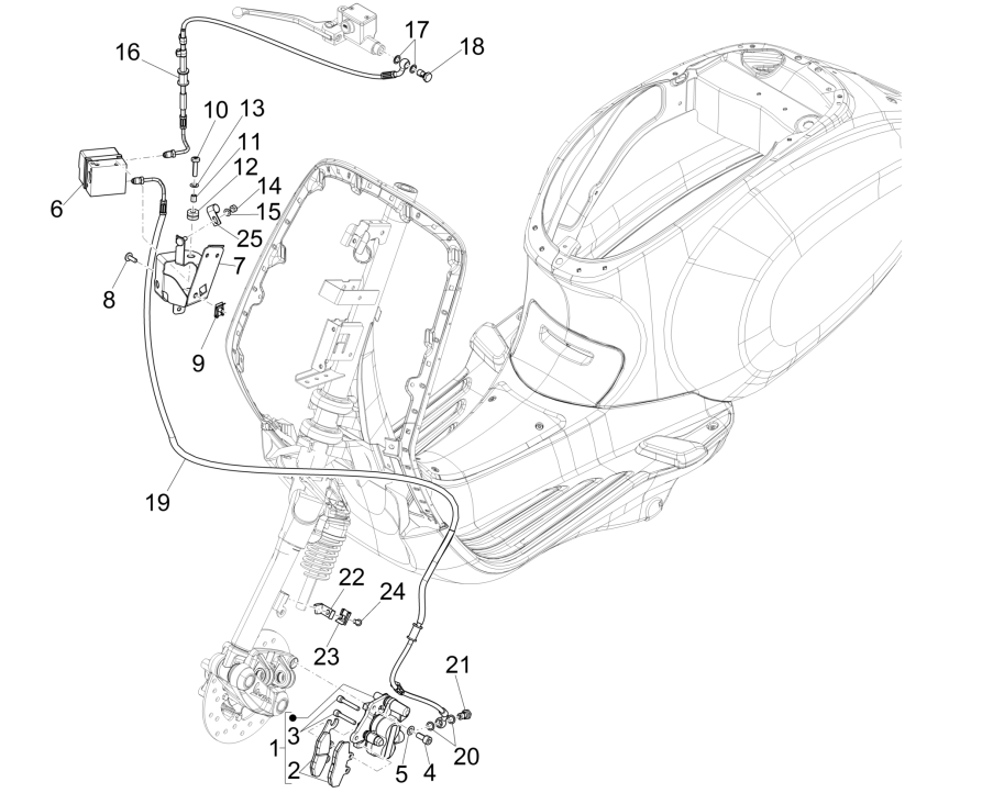 Tuyau de frein Vespa Sprint 150 3V IE ABS Euro 3 2015