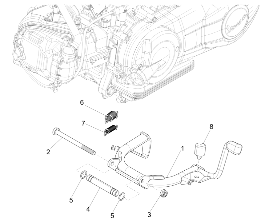 Béquille centrale Vespa Sprint 150 3V IE ABS Euro 3 2015