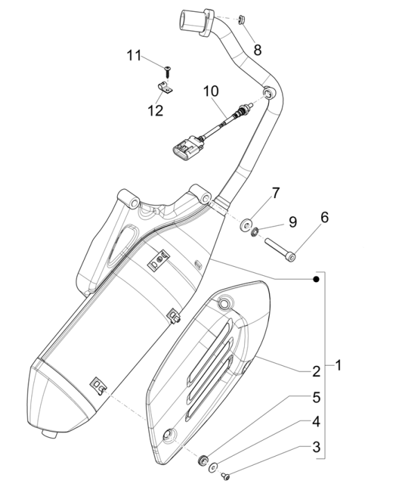 Pot d'échappement Vespa Sprint 150 4T 3V IE Abs E3 2015 (EMEA)