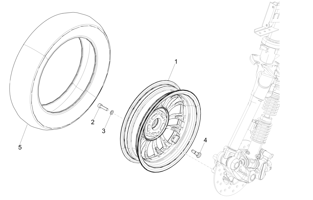 Roue avant Vespa Sprint 150 3V IE ABS Euro 3 2015