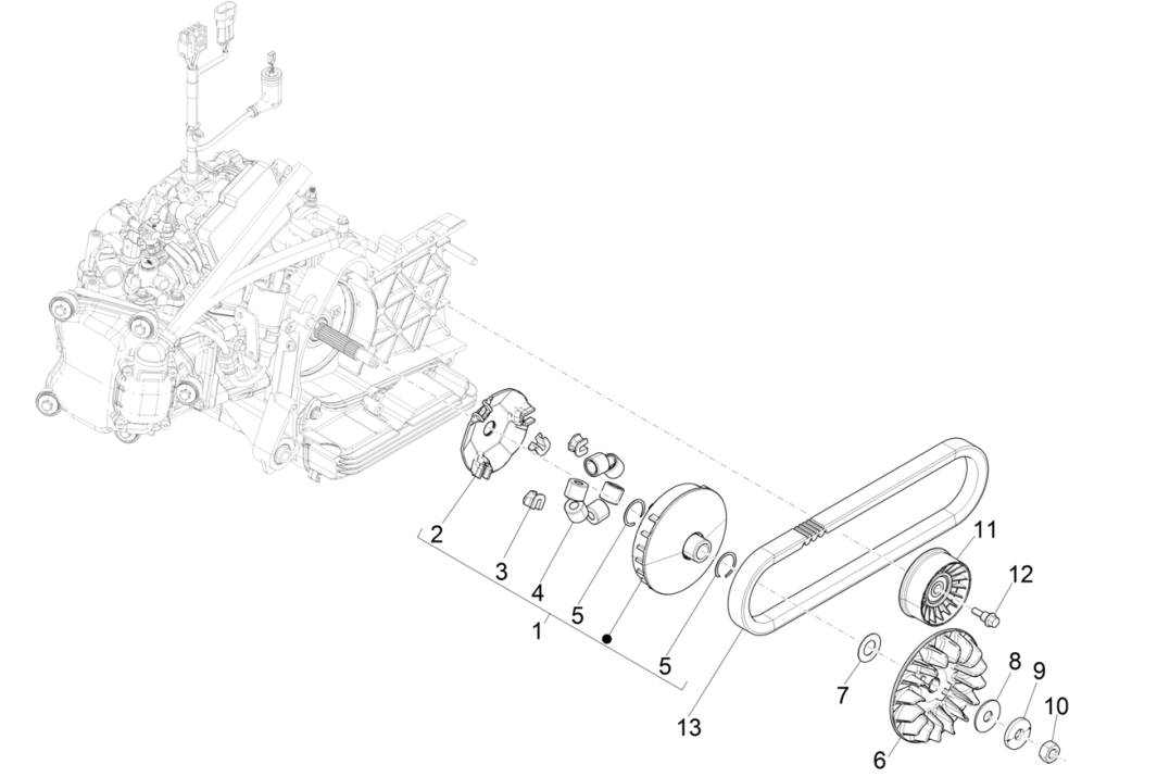 Variateur à courroie trapézoïdale Vespa GTS 300 Super HPE 4V IE ABS Euro 5 2020-2022
