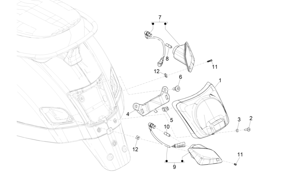 Feu arrière - Clignotants arrière Vespa GTS 300 Super HPE 4V IE ABS Euro 5 2020-2022