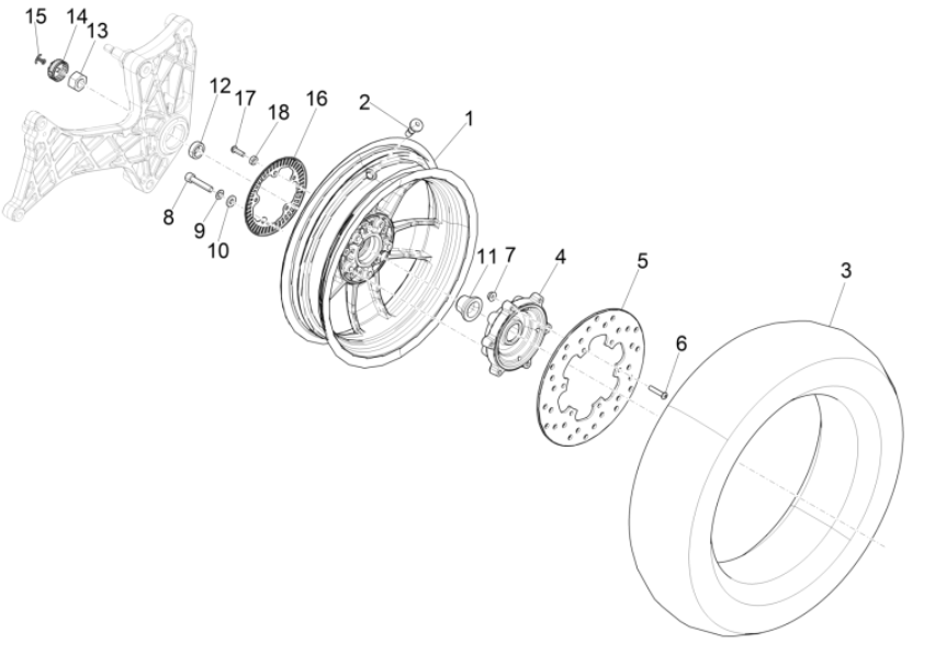 Roue arrière - Disque de frein Vespa GTS 300 Super HPE 4V IE ABS Euro 5 2020-2022