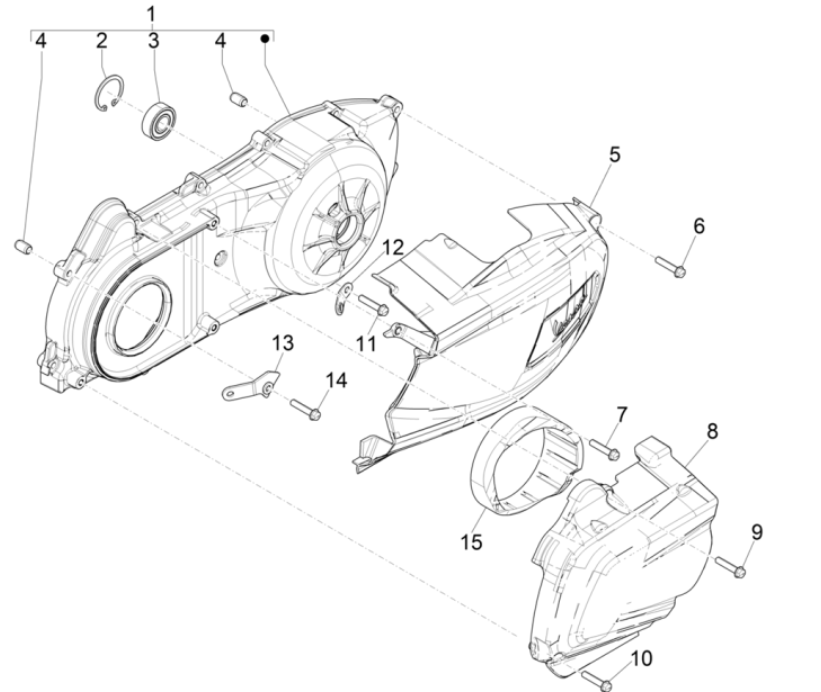 Couvercle de carter Vespa GTS 300 Super HPE 4V IE ABS Euro 5 2020-2022