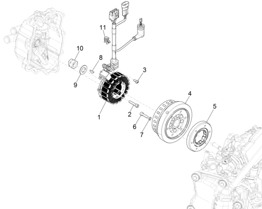 Allumage - Stator - Volant Vespa GTS 300 Super HPE 4V ie ABS Euro 5 2020-2022