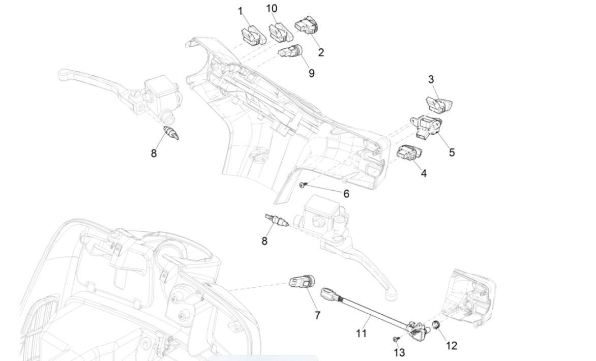 Interrupteurs - Boutons-poussoirs Vespa GTS 300 Super HPE 4V IE ABS Euro 5 2020-2022