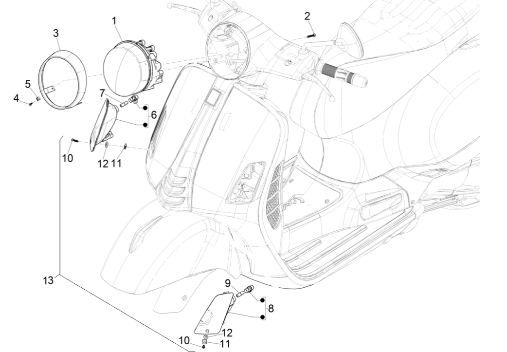 Phare - Clignotants avants Vespa GTS 300 Super HPE 4V IE ABS Euro 5 2020-2022