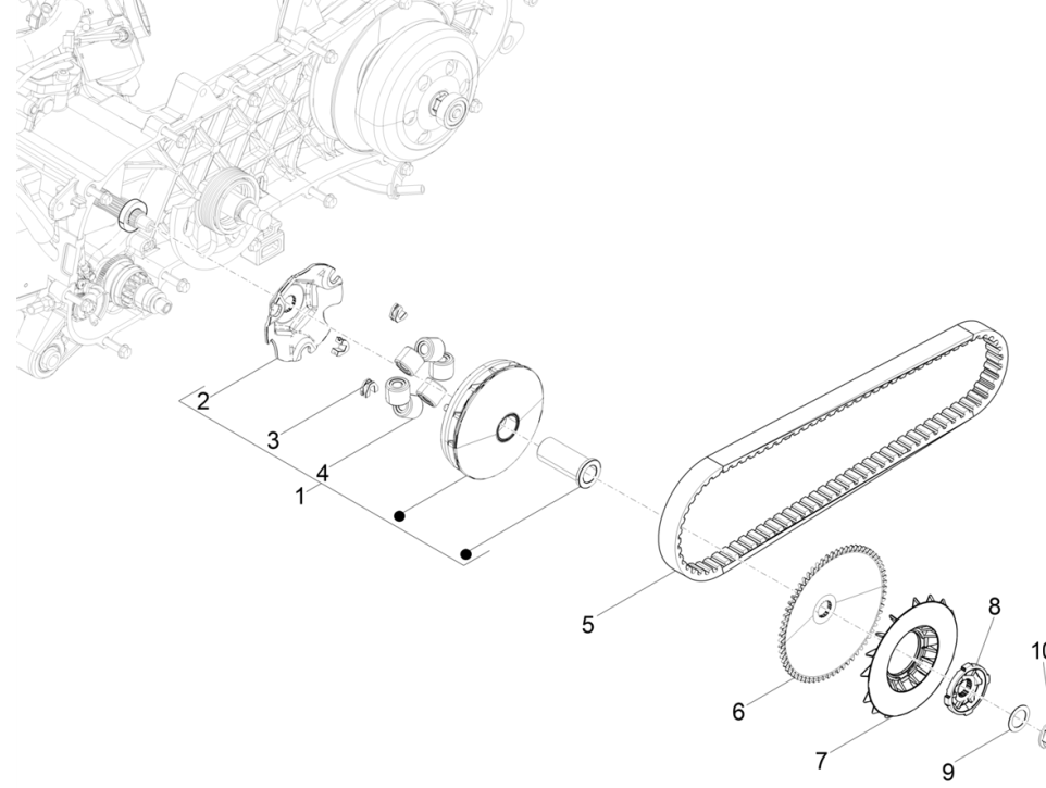 Variateur à courroie trapézoïdale Piaggio Typhoon 50 2 temps Euro 4 2018-2020