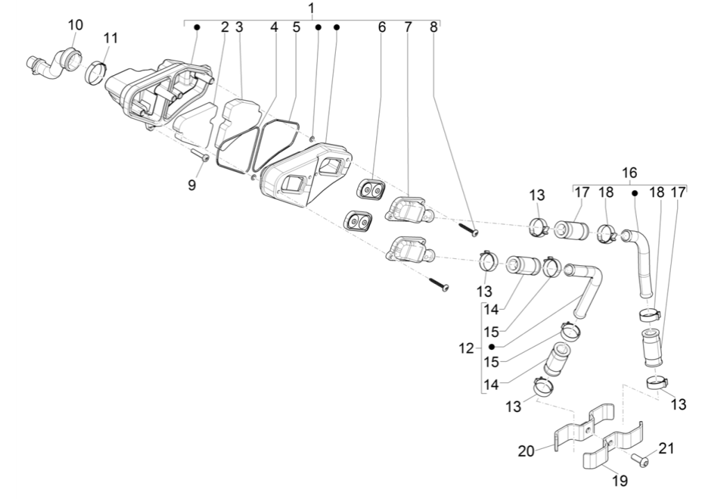 Alimentation en air secondaire du Piaggio Typhoon 50 2 temps Euro 4 2018-2020
