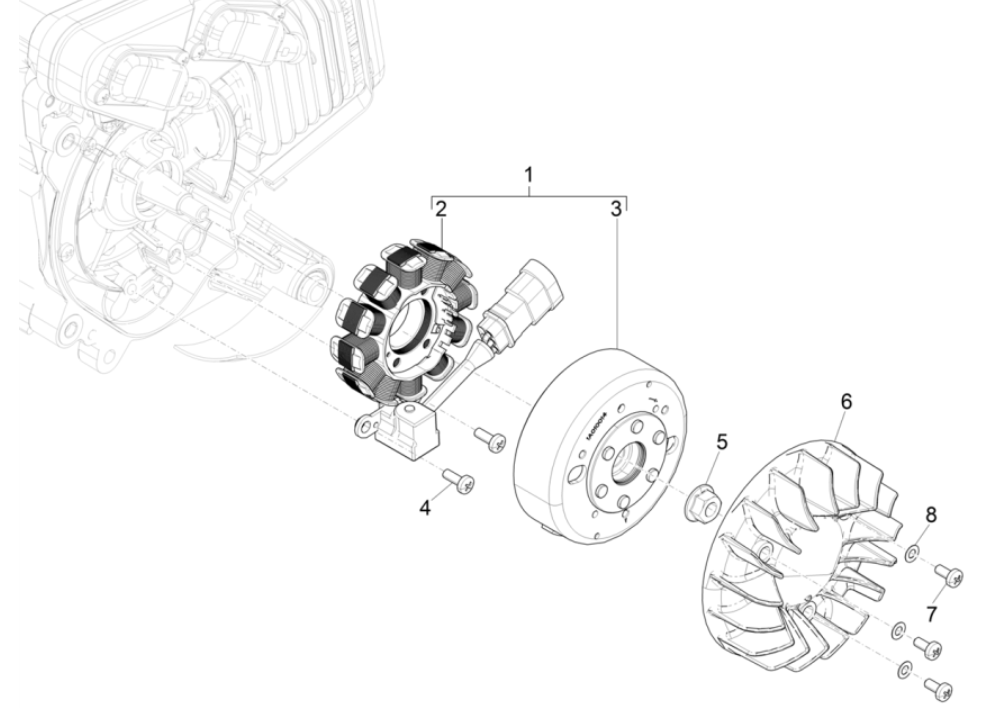 Allumage - Stator - Volant moteur Piaggio Typhoon 50 2 temps Euro 4 2018-2020