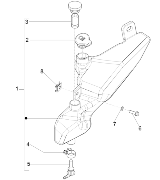 Réservoir d'huile Piaggio Typhoon 50 2 temps Euro 4 2018-2020