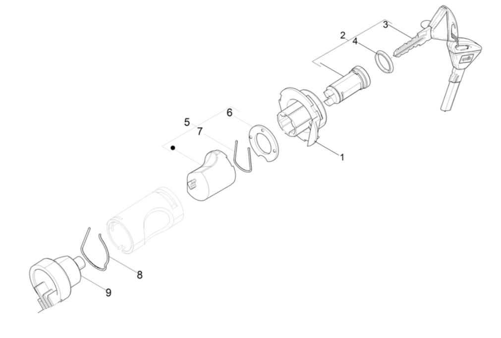 Serrure d'allumage Piaggio Typhoon 50 2 temps Euro 4 2018-2020